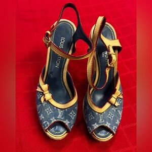 Louis Vuitton Denim and Tan Espadrilles